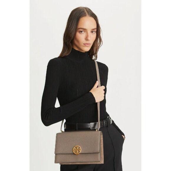 Tory Burch Miller Shoulder Bag Portobello Gray OS - Picture 3 of 16